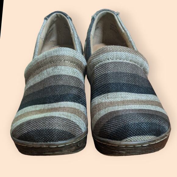 B.O.C. Born Concepts Brown Stripe Fabric Slip On Clog BOC Shoes Womens 6.5 - Picture 3 of 7